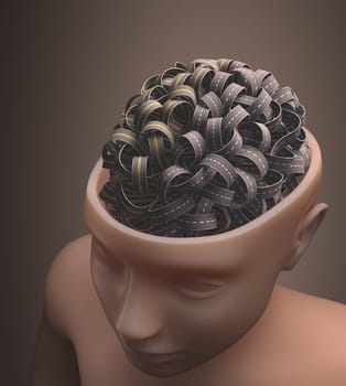 Several highways intertwined forming a human brain. Concept of confused mind. Concept of the complexity of the human brain. Clipping path included.