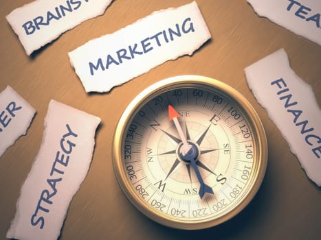 Compass indicating the best direction to take. Clipping path included.