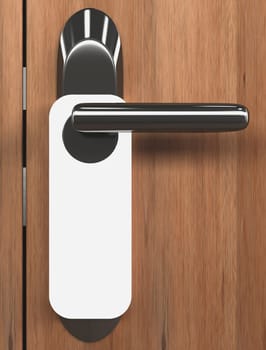 Doorknob with a white tag. Your text on the white space.