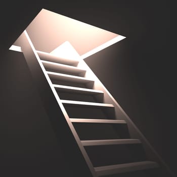 Exit in the roof with light and ladder.