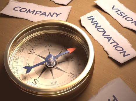 Compass indicating the best direction to take. Clipping path included.