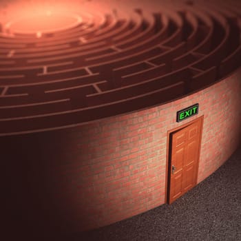Finding the exit door in the labyrinth.