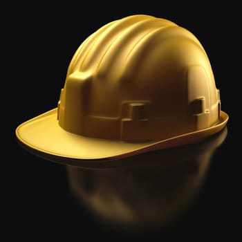 Helmet protection against impact, on black reflective background.