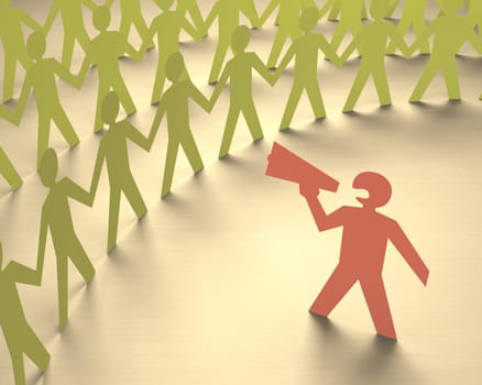The boss speaking loud to your team. Clipping path included.