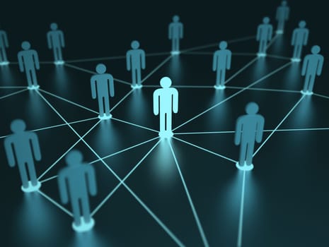 People interconnected with depth of field on the concept of team.