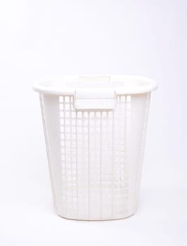 white plastic basket isolated on white background