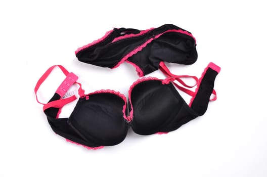 unwashed sexy female underwear on white background