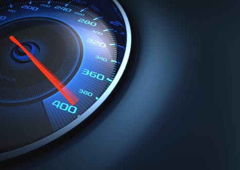 Speedometer scoring high speed. Your text on the right side.
