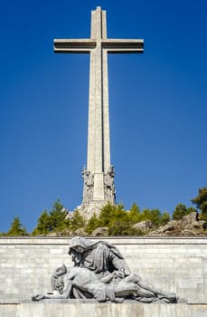 Sculptures by Juan de Avalos in cross Valley of the Fallen, Valle de los Caidos, Madrid, spain