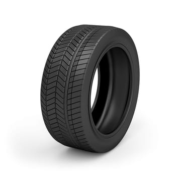 Car tire on white background