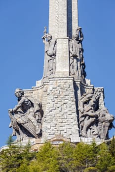 Sculptures by Juan de Avalos in cross Valley of the Fallen, Valle de los Caidos, Madrid, spain