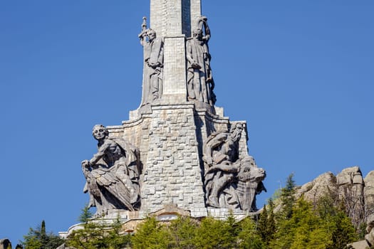 Sculptures by Juan de Avalos in cross Valley of the Fallen, Valle de los Caidos, Madrid, spain