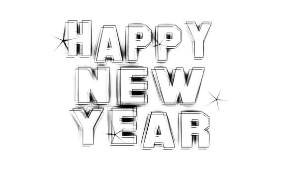 Happy New Year Party as an illustration in neon light style