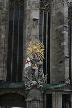 Figure on the facade of St. Stephen's Cathedral in Vienna