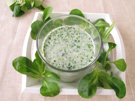 Green smoothie with field salad