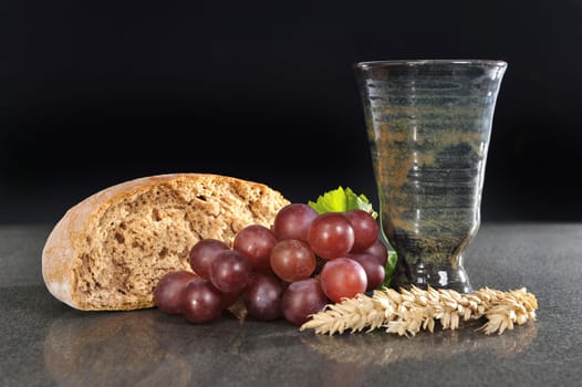 Bread and wine for the sacrament or communion
