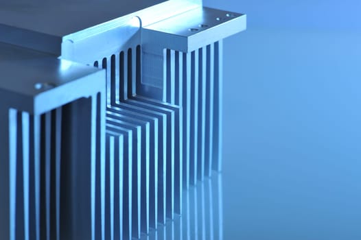 Abstract detailed view of a CNC-milled aluminum heat sink