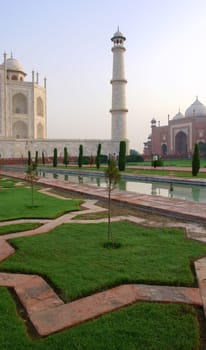 Overview of the Taj Mahal and garden, Agra, India