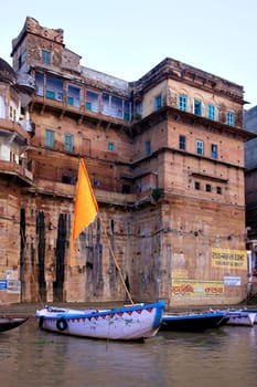 Ghats traditional architecture in ancient city of Varanasi, India