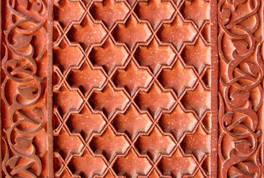 Architecture detail of the Red Fort in Agra, India.