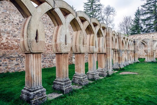 Intersecting arches in the courtyard of the Monastery of San Juan de Duero in Soria