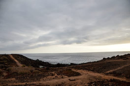Dirt Road through the Desert in Tenerife Island Spain