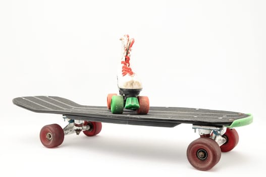 Vintage Style Black Skateboard on a white Background