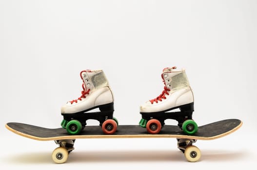 Vintage Style Black Skateboard on a white Background