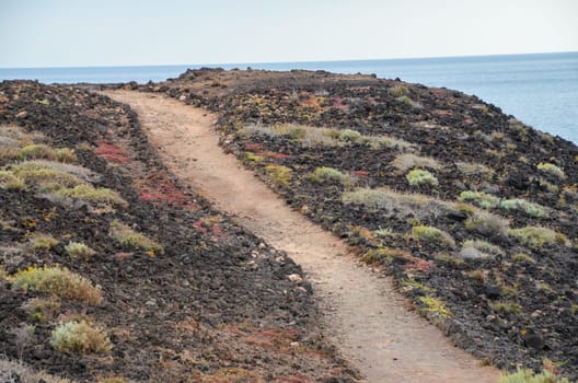 Dirt Road through the Desert in Tenerife Island Spain