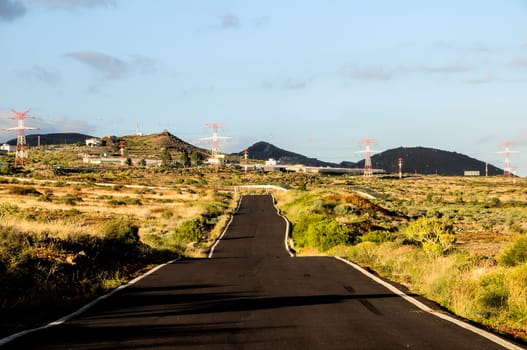 Long Empty Desert Road in Tenerife Canary Islands Spain