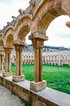 Intersecting arches in the courtyard of the Monastery of San Juan de Duero in Soria