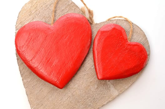 Red wooden heart shape