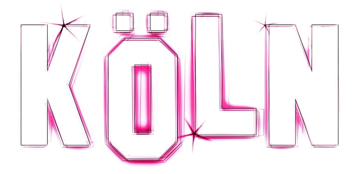KÖLN as illustration in neon light style for presentations,flyers,web,etc.