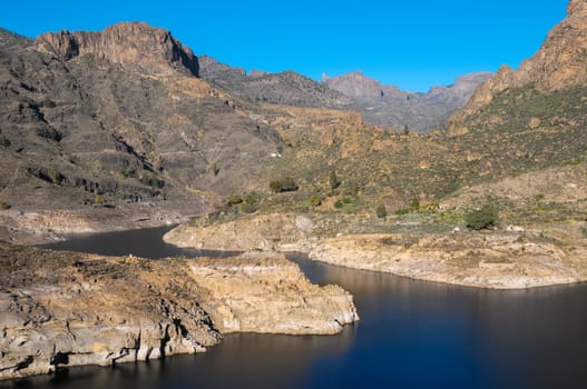 River with Dark Black Water in Canary Islands