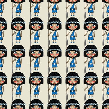 Spear soldiers army, seamless pattern
