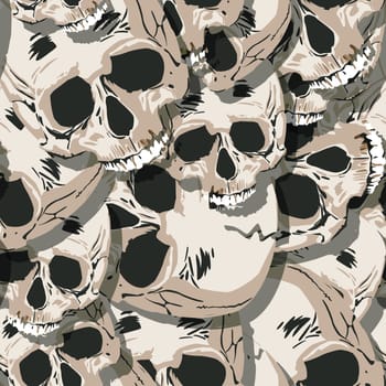 Grunge seamless pattern with skulls