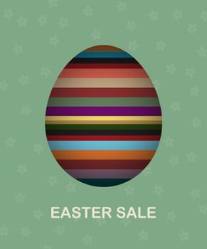 Easter sale card with painted egg and flowers