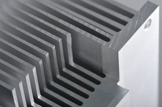 Abstract detailed view of a CNC-milled aluminum heat sink