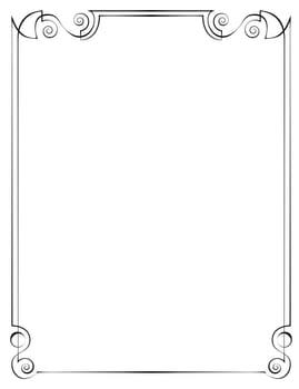 Vintage multilayer vertical vector frame with swirls
