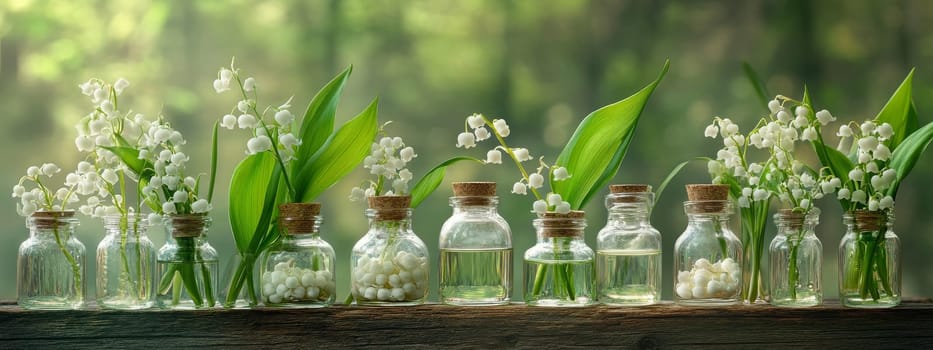 Lily of the Valley Essential Oil in a Small Bottle, Generative AI, nature