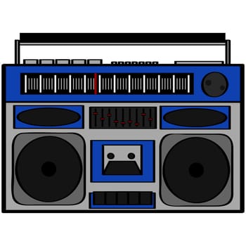Cartoon illustration showing an eighties style boom box