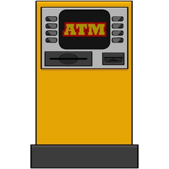Cartoon illustration showing an automatic bank machine