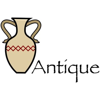 Cartoon illustration showing an antique vase