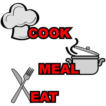 Icon set showing an overall cooking theme