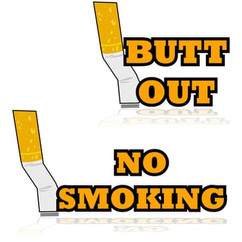 Cartoon illustration showing a cigarette butt being put out
