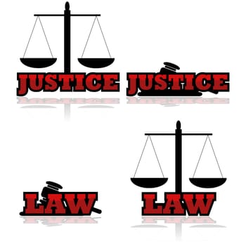 Concept illustration showing a gavel and an old fashioned scale to represent Justice and the law
