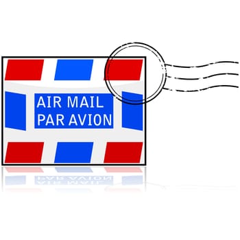 Glossy icon showing a letter with a stamp and the message 'Air Mail' on it