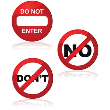 Collection of traffic signs showing commands for people not to do something