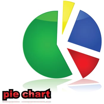 Glossy illustration of a colorful pie chart graph