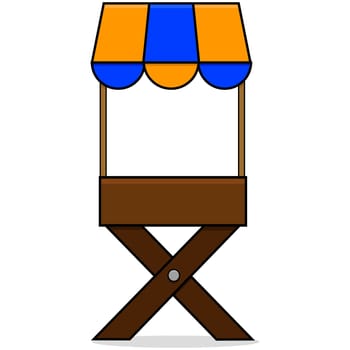 Cartoon illustration showing a wooden little market stand